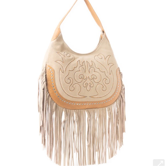 NWT Myra Bag SAGE WHISPER FRINGE LEATHER BAG IN BEIGE - Picture 2 of 14